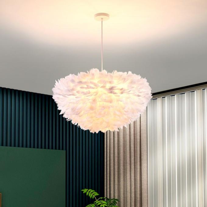 Đèn chùm ASTER lông vũ hiện đại, độc đáo, sang trọng với 3 chế độ ánh sáng - kèm bóng LED chuyên dụng
