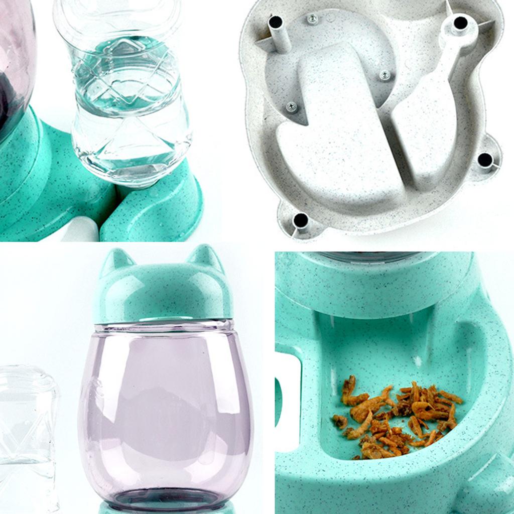 Cat Self Feeder and Waterer Drinking Water/Automatic Feeding Bowls Green