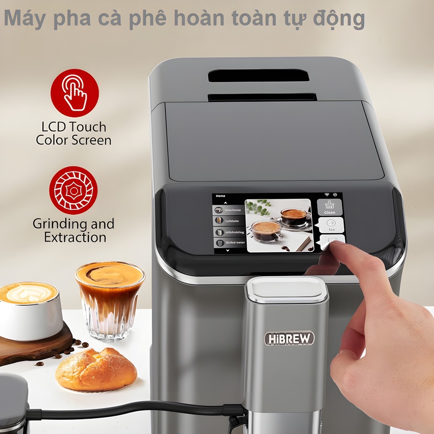 Máy pha cà phê tự động chuyên nghiệp, dùng cho quán cà phê, nhà hàng và khách sạn HiBREW H16 - Hàng Nhập Khẩu