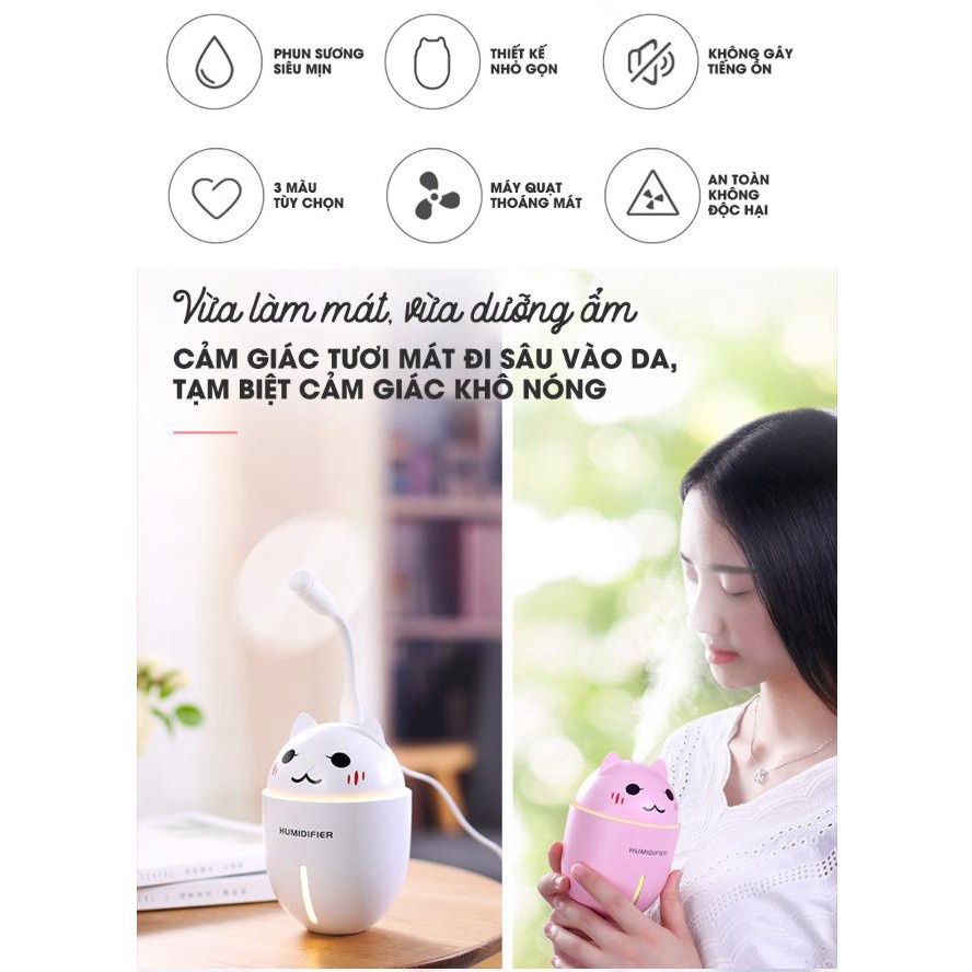 Máy phun sương tạo ẩm Mèo con HUMIDIFIER CAT - có thể dùng với tinh dầu