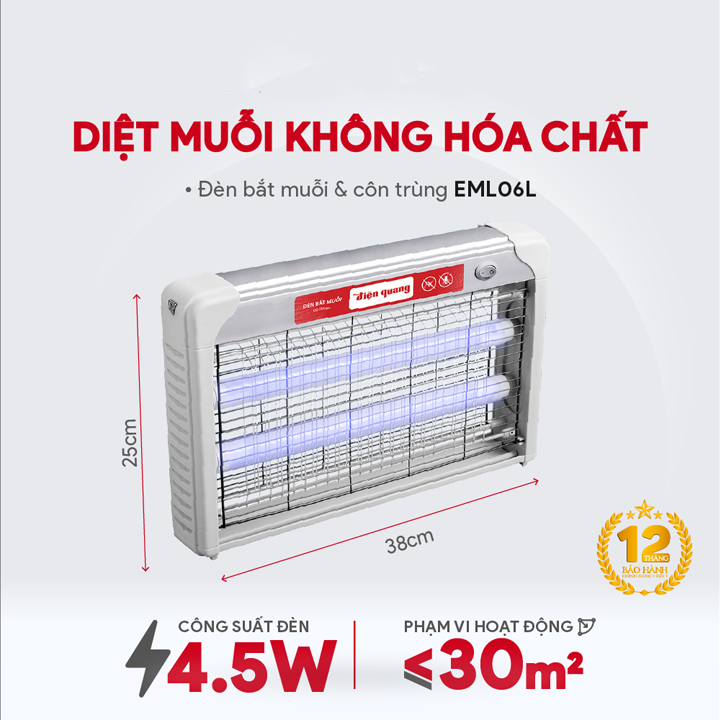 Đèn bắt muỗi Điện Quang đa dạng kích thước EML04L EML05L EML06L