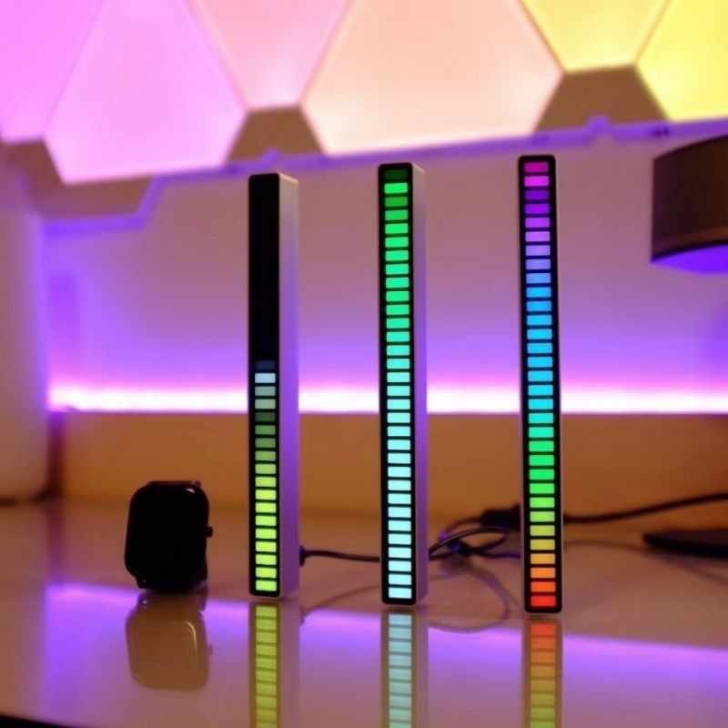 Thanh đèn led cảm ứng nhạc MT7A - Đèn led RGB nháy theo nhạc 32 hạt - Sử dụng nguồn USB, không sạc, không app - 8 chế độ nháy, 18 màu sắc - Tích hợp mic thu âm cảm biến nhạc cực nhạy - Trang trí, décor bàn làm việc, gaming, xe hơi, quay video tiktok