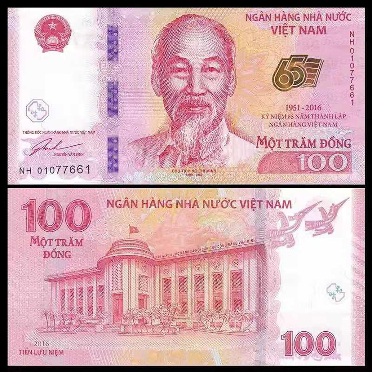 Tờ kỷ niệm 100 đồng 65 năm ngân hàng Việt Nam, mang ý nghĩa kỉ niệm khoảnh khắc, sưu tầm, lưu niệm