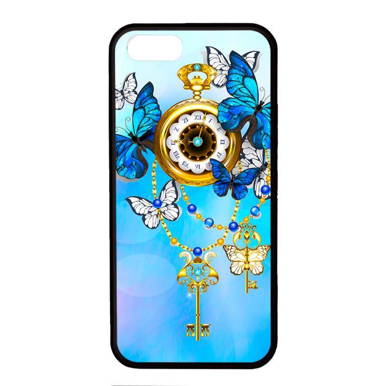 Ốp lưng dành cho điện thoại Iphone 5/5s Đồng Hồ Bướm Xanh