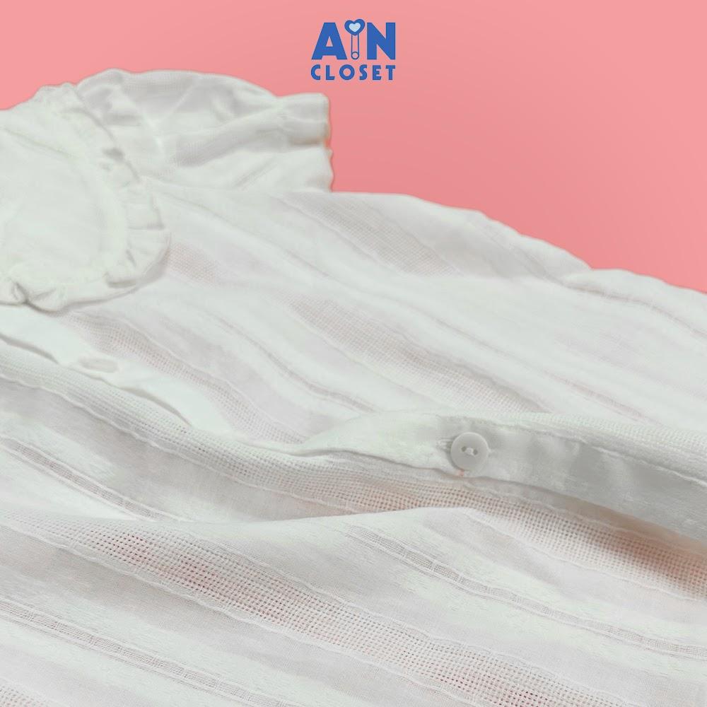 Áo Sơ mi Ngắn tay bé gái họa tiết Hoa Cánh bướm trắng cotton dệt - AICDBGAI7DVE - AIN Closet