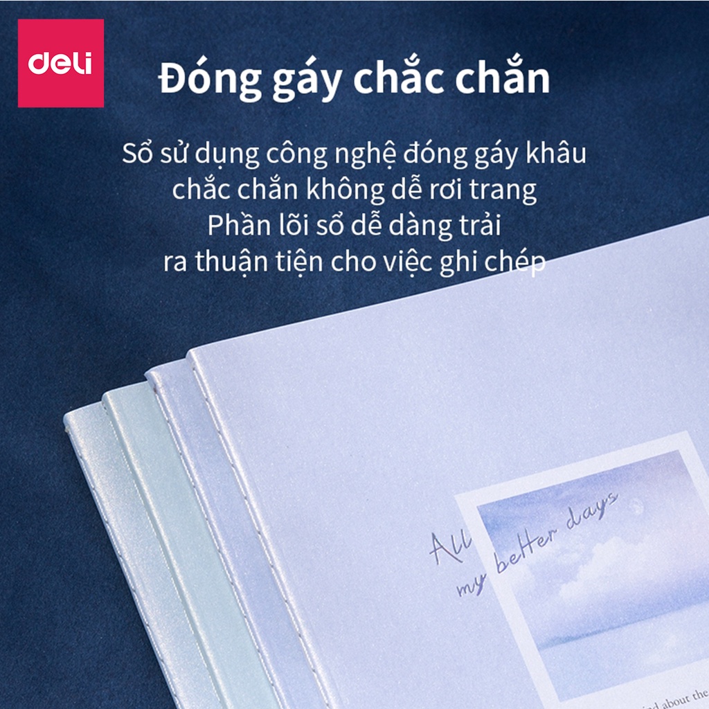 Sổ Tay Ghi Chép Khâu Gáy A5 Deli 40 Trang - 1 Quyển - Màu Ngẫu Nhiên - PFA540