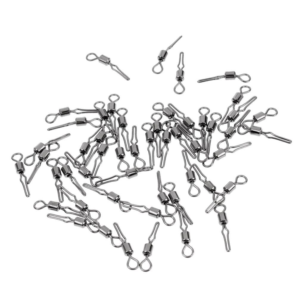 50 Pieces Swivel with Side Line Clip Fishing Tackle Fishing Connector