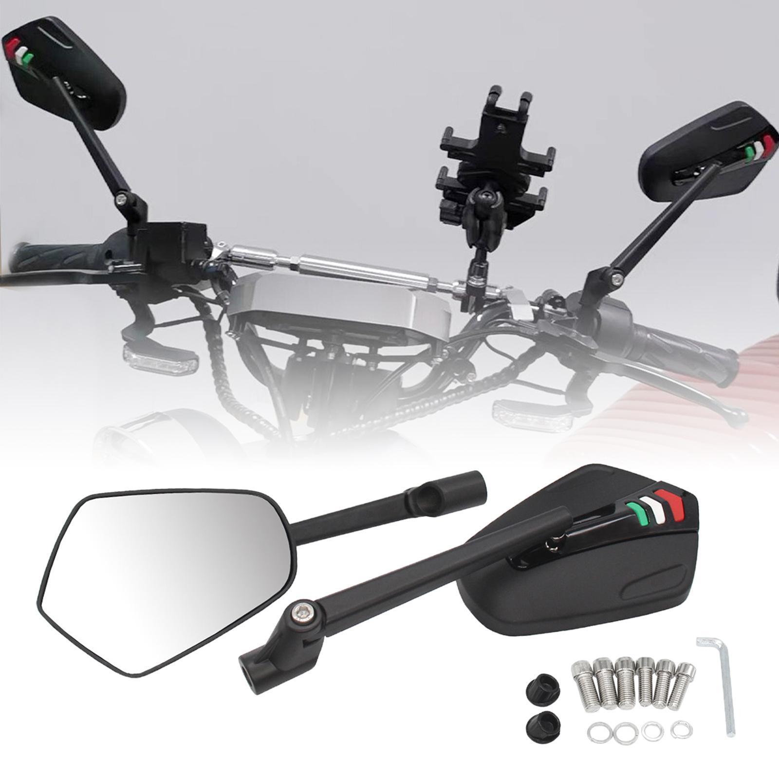 2Pcs Motorcycle Rearview Mirror Replaces Spare Parts Easy Install