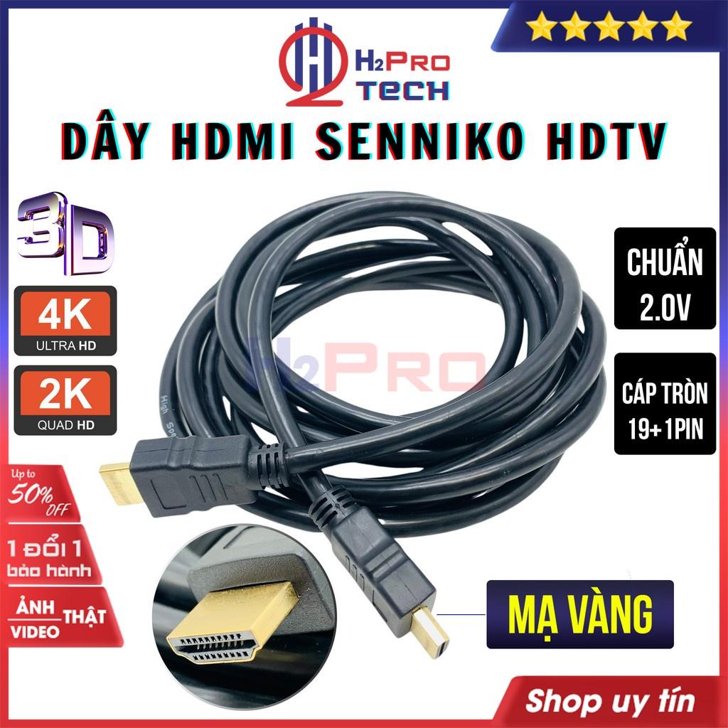 Dây HDMI, Cáp HDMI 2.0 Dài 1.5m, 3m, 5m Tròn Dẻo, Hỗ Trợ 4K SENNIKO HDTV, Đầu Mạ Vàng Cho TV/ Máy Chiếu/ PS4-H2pro Tech