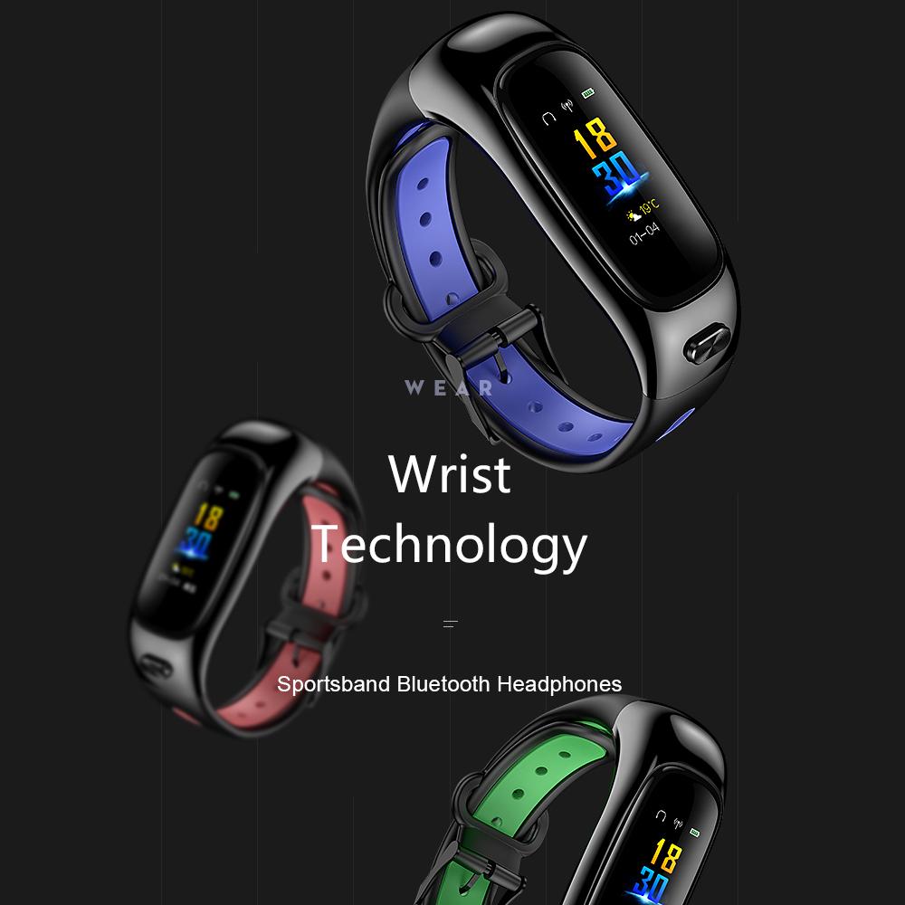 S1 Sports Band BT Earphone Smart Headset With Microphone Smart Bracelet Sleep Heart Rate Blood Pressure Monitor Alarm