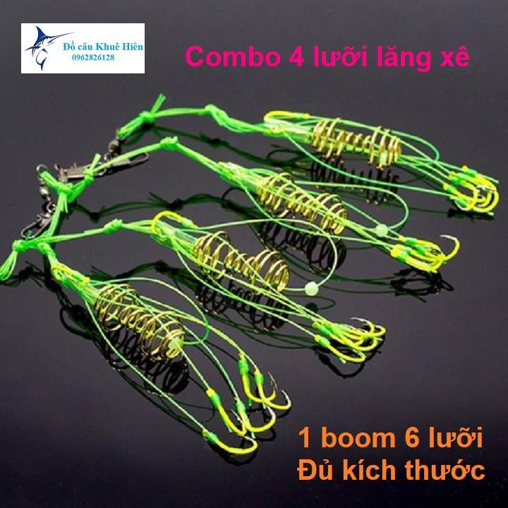 Lưỡi Câu Cá Lăng Xê Hộp 4 lưỡi  lancer xanh chất lượng đủ kích thước chất lượng cao