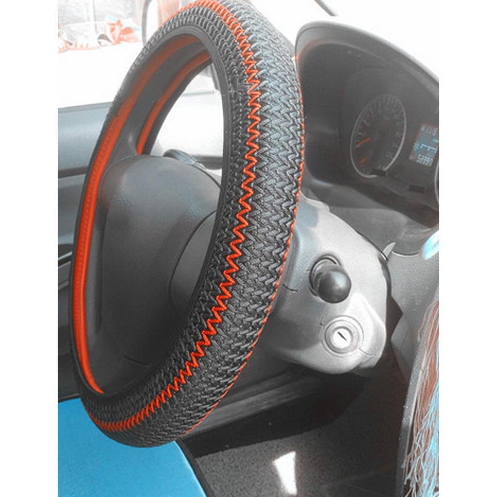 Non-slip  Car Steering Wheel  DIY PU Leather W +Thread