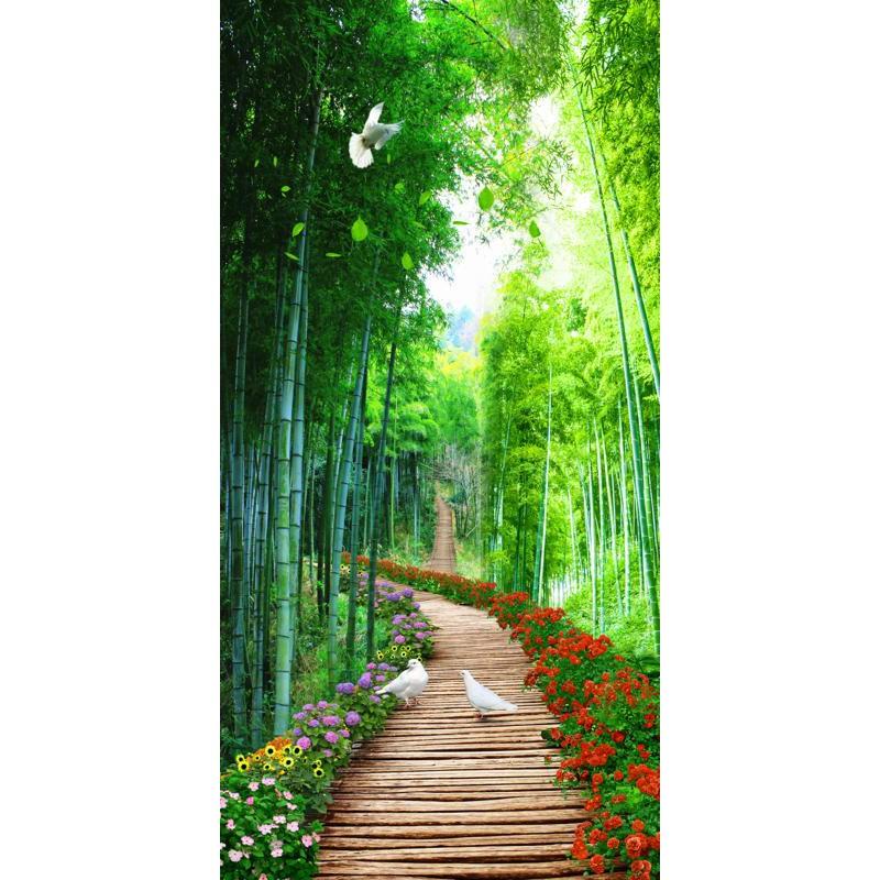 Tranh dán tường khổ dọc HD Cảnh đẹp rừng trúc HZTU-Vol 2 kim sa