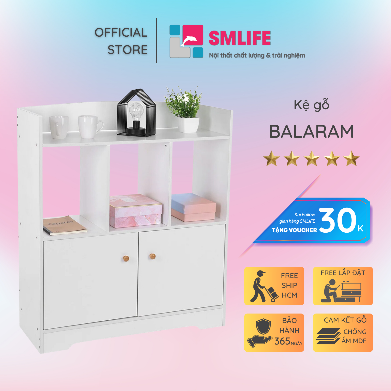 Kệ sách độc đáo thiết kế tối giản SMLIFE Balaram