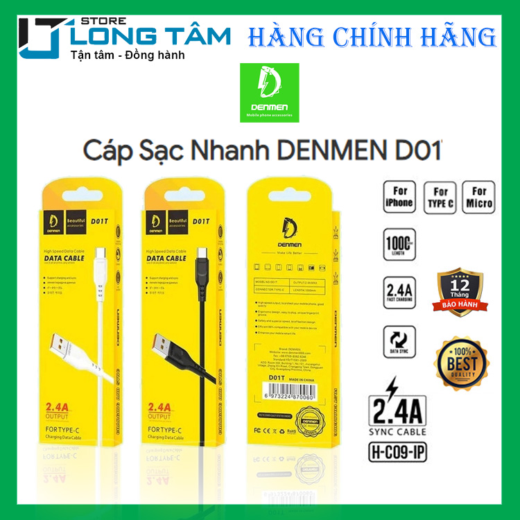 Cáp Sạc Denmen D01 - Hàng chính hãng