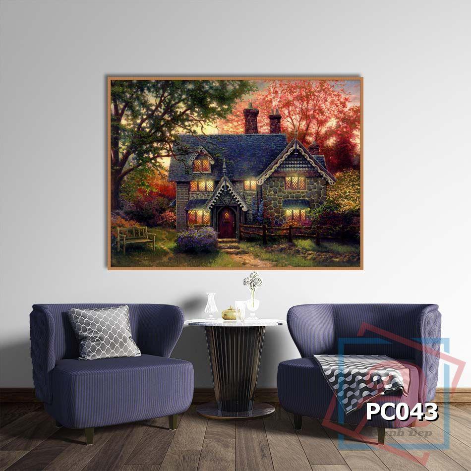 Tranh canvas phong cách sơn dầu - Phong cảnh Làng quê châu Âu - PC043