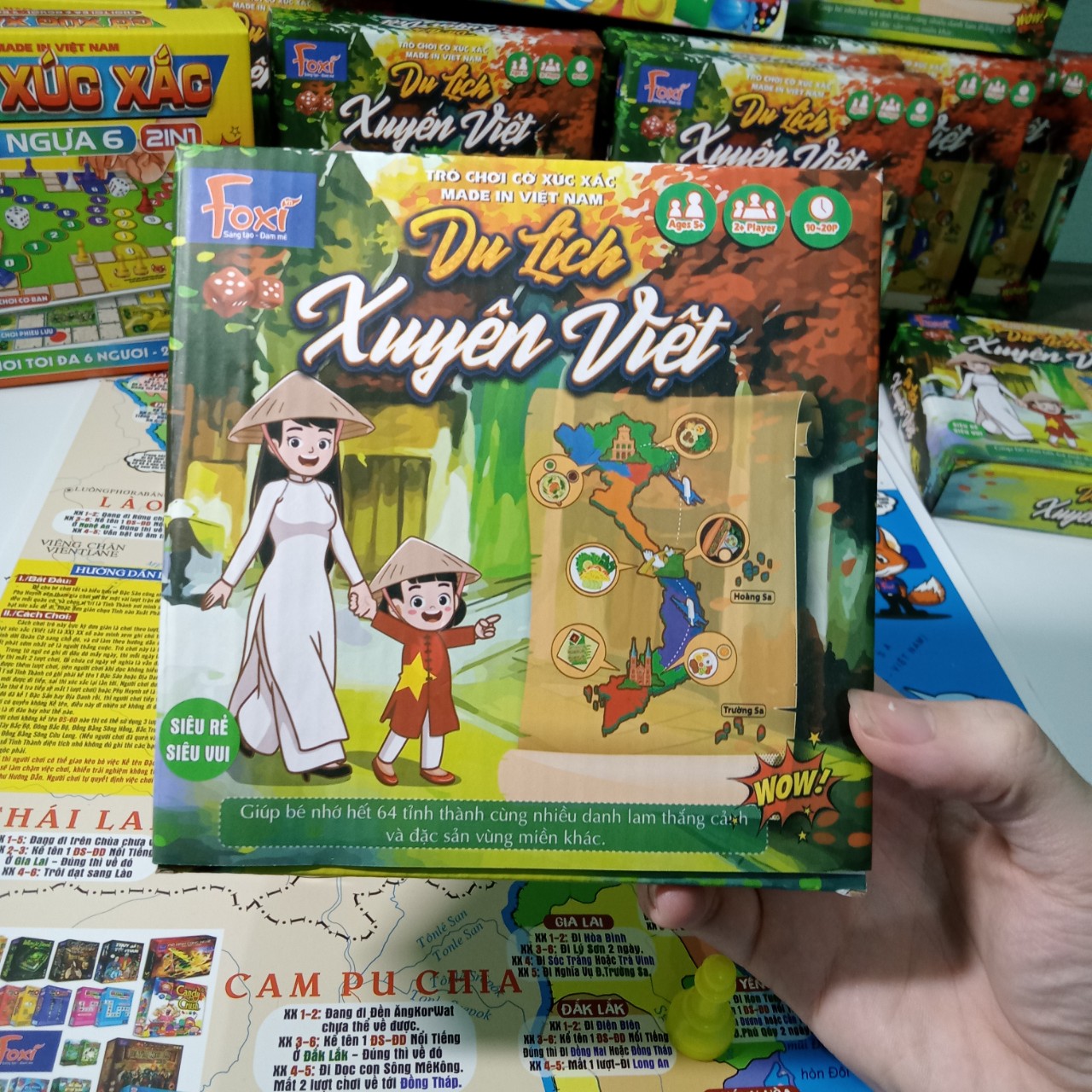 Board game-Du lịch xuyên Việt Foxi-đồ chơi phát triển tư duy-tăng sự hiểu biết-dễ chơi-vui nhộn-giá siêu rẻ