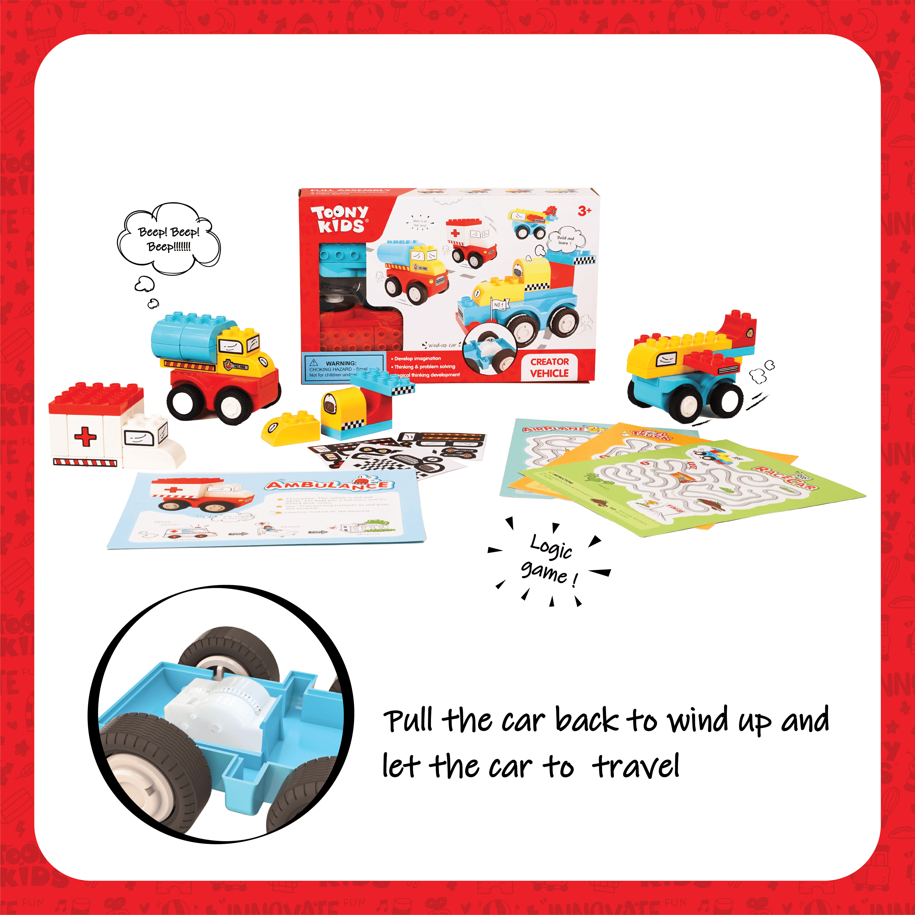 Đồ Chơi Bộ Xe Hơi Lắp Ráp Sáng Tạo Theo Chủ Đề TOONYKIDS - Creator Vehicle TN00322