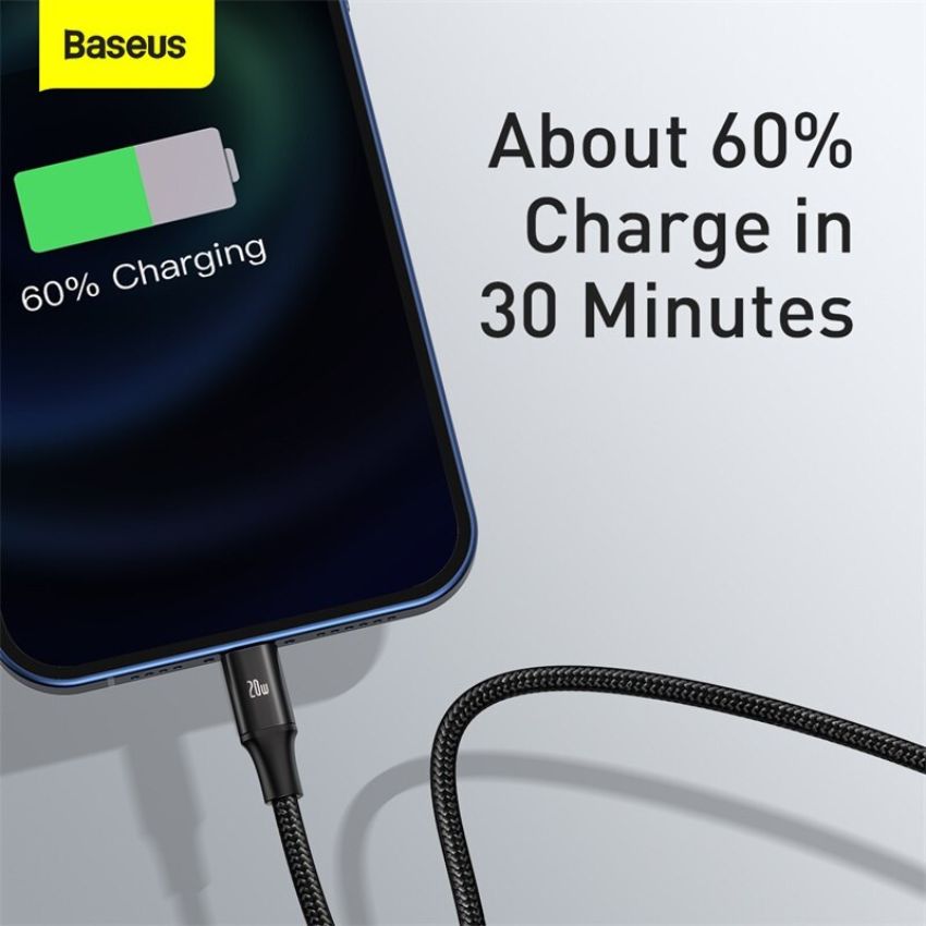 Cáp sạc Baseus Rapid Series Fast Charging &amp; Data Cable 3-in-1 PD 20W CAMLT-SC01 - Hàng chính hãng
