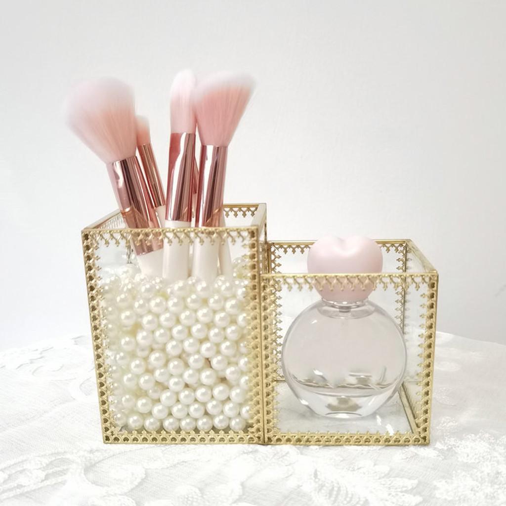 Clear Makeup Storage Box Brush Holder Grooming Cosmetics Organizer Case