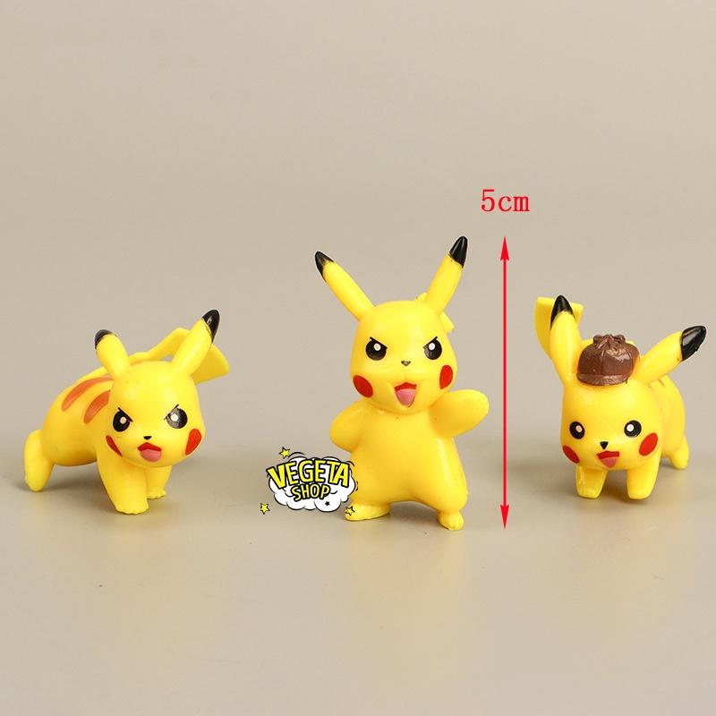 Mô hình Pikachu - Trọn bộ 6 mô hình Pikachu thám tử cực dễ thương - Cao khoảng 3.5 ~ 5cm