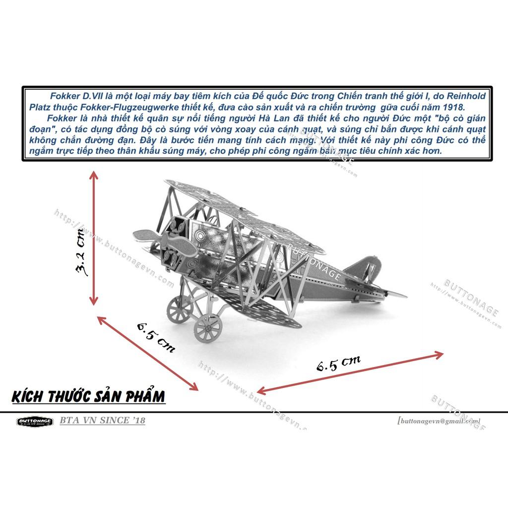 Mô Hình Lắp Ráp 3d Máy Bay tiêm kích cánh kép Fokker D.VII - Đức