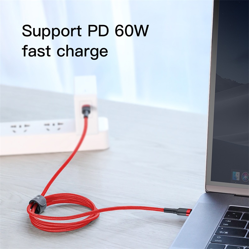 Cáp sạc nhanh Baseus Cafule Quick Charge Cable Type-C to Type-C PD 60W CATKLKF-G91- hàng chính hãng