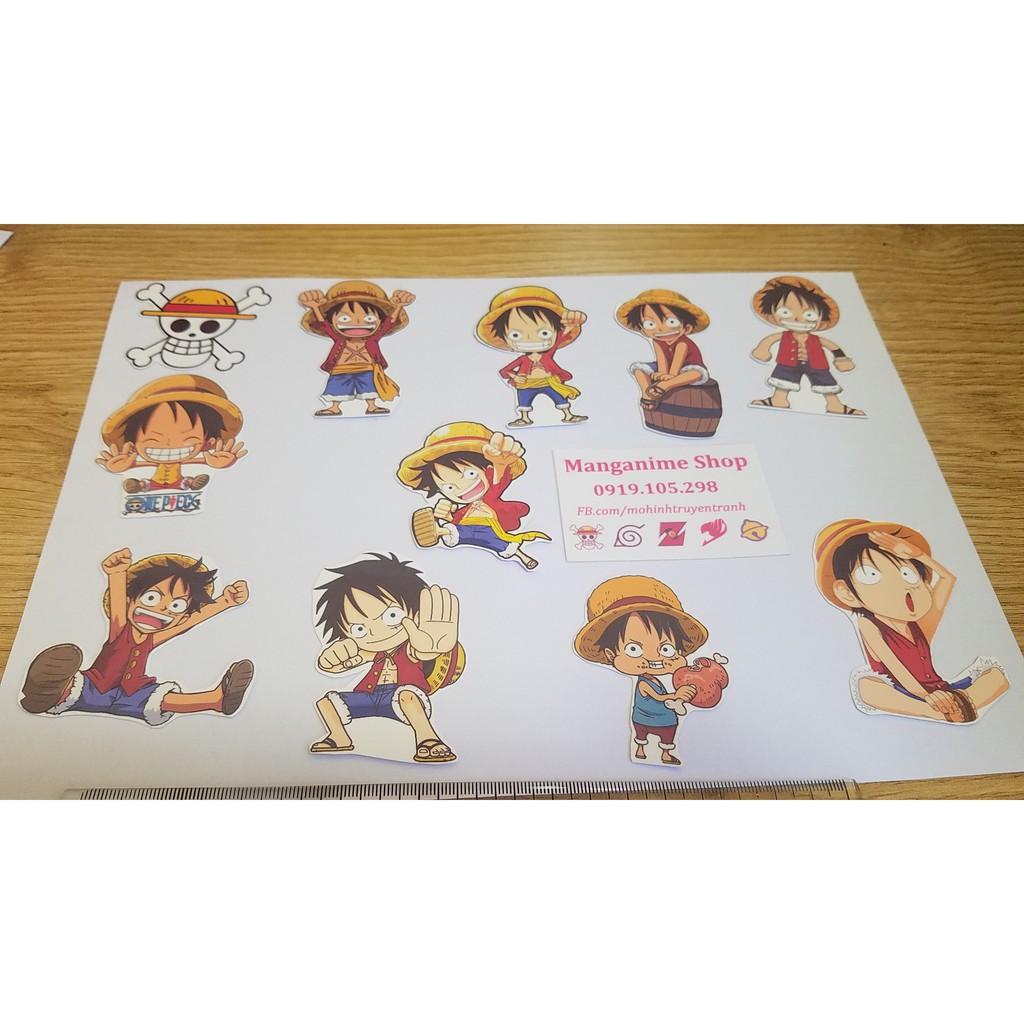 Bộ 11 sticker Luffy chibi trong Onepiece bóc dán