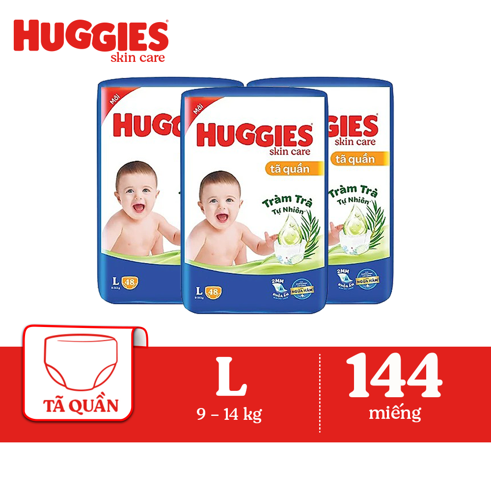 Combo 3 Tã/bỉm quần HUGGIES SKINCARE gói BIG JUMBO size L48 miếng