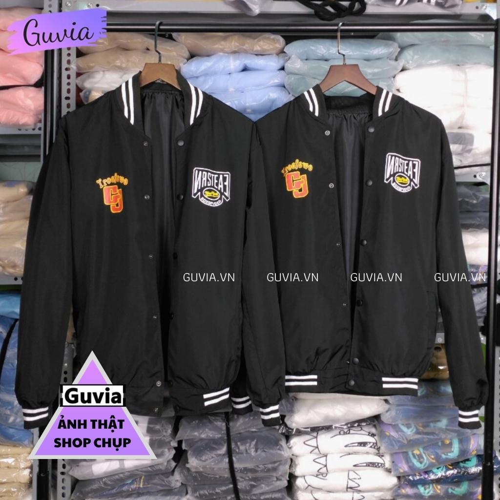 Áo khoác Bomber dù GJ form rộng 2 lớp nam nữ Unisex