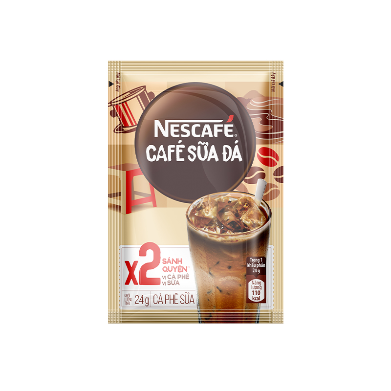 Hình ảnh [Tặng Bộ 3 ly thủy tinh cao cấp NESCAFE] Combo 2 Bịch Cà phê sữa NESCAFÉ (Bịch 25 gói x 24 g)