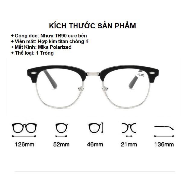 Kính lão thị viễn thị khung to tròn cực rõ 327 và sáng cho nam và nữ