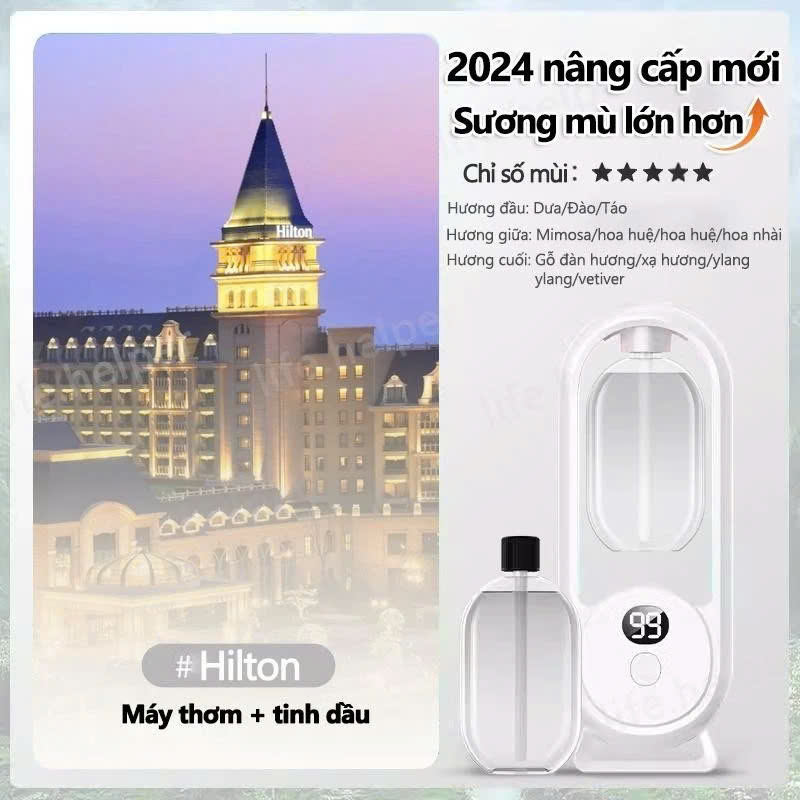Bộ Máy Xịt Thơm Phòng Tự Động 5 Chế Độ (Gồm Máy &amp; 01 Lõi Tinh Dầu) Máy Khuyếch Tán Tinh Dầu Decor Phòng Ngủ