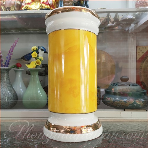 Bộ đồ sứ Trắng Vân Vàng - thờ cúng.