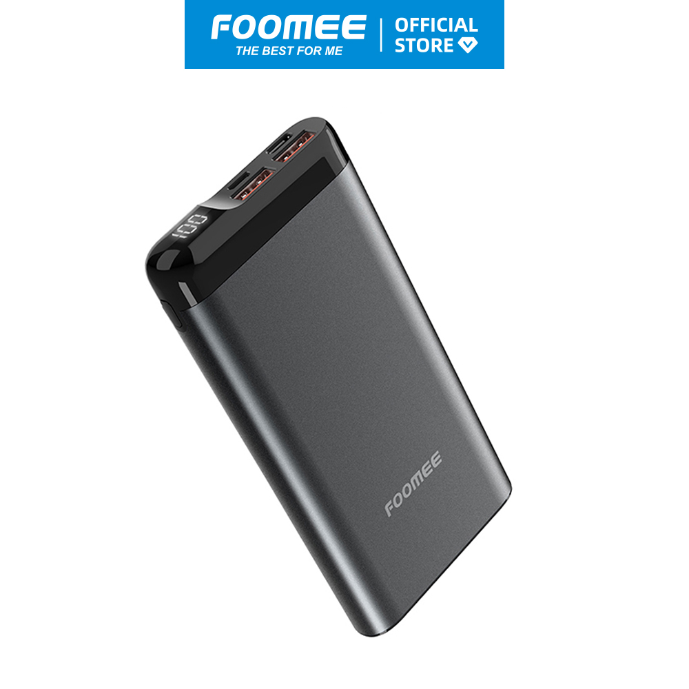 Pin Sạc Dự Phòng 10000mAh FOOMEE AH10s - Sạc Nhanh 18W Cho Nhiều Thiết Bị - Xanh Dương/Xám - Hàng Chính Hãng - Màu Xám