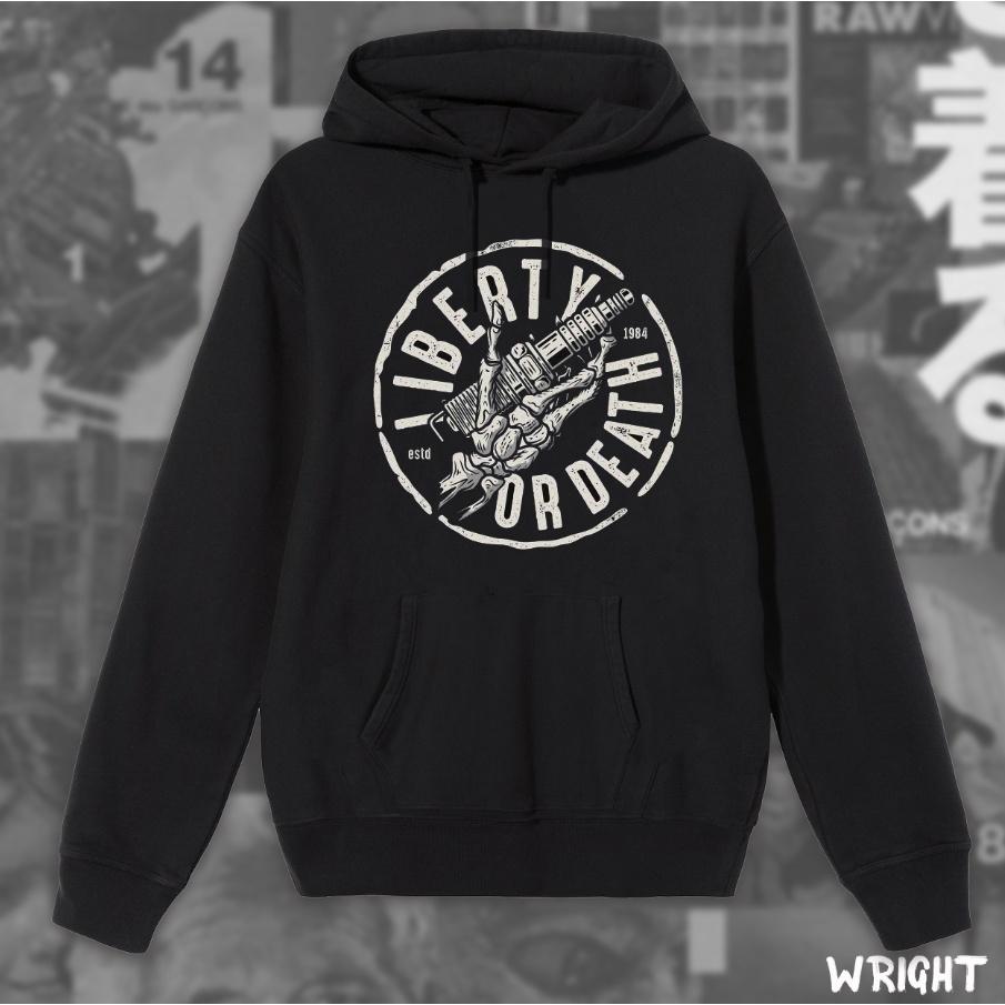 Áo hoodie Wright liberty or death bàn tay xương unisex