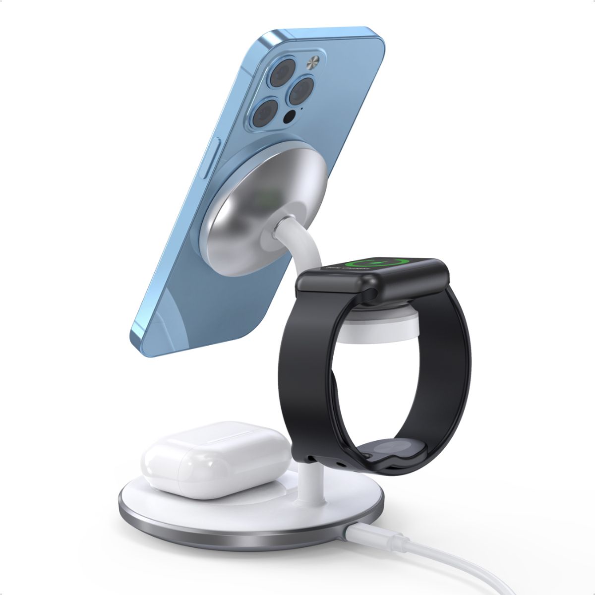 Đế sạc Choetech T585-F không dây Mag-safe 3 in 1 dành cho IP, AIR-PODS, AP-PLE WATCH (Hàng chính hãng)