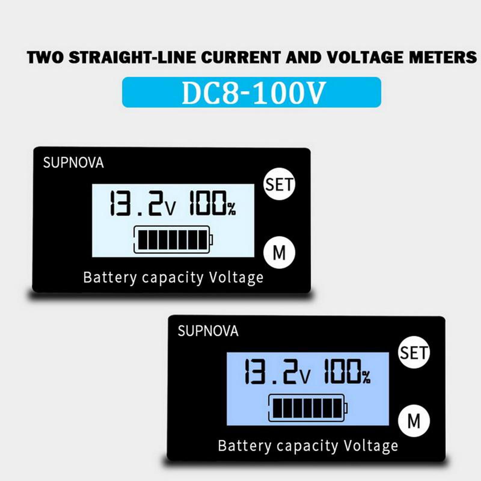 LCD Battery Capacity Monitor Gauge Meter,DC 8V-100V Lead Battery Status Indicator,Lithium Battery Capacity Tester Voltage Meter Monitor