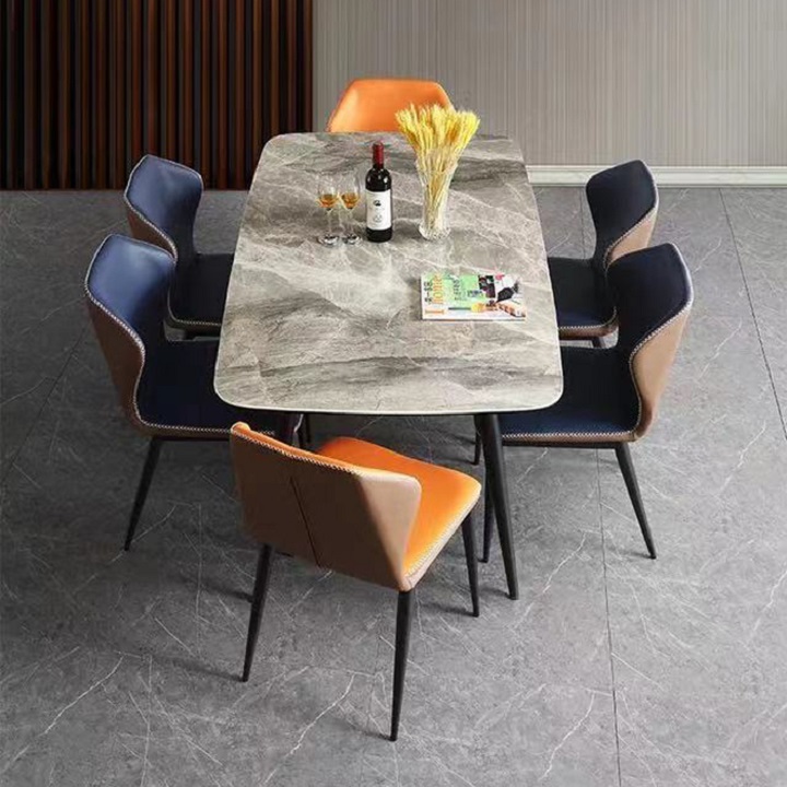 Bàn ăn hiện đại Mặt đá 140cm cao cấp hiện đại - Bàn ăn sang trọng 1m4 đa năng mặt đá Chân kim loại bền đẹp BGA028