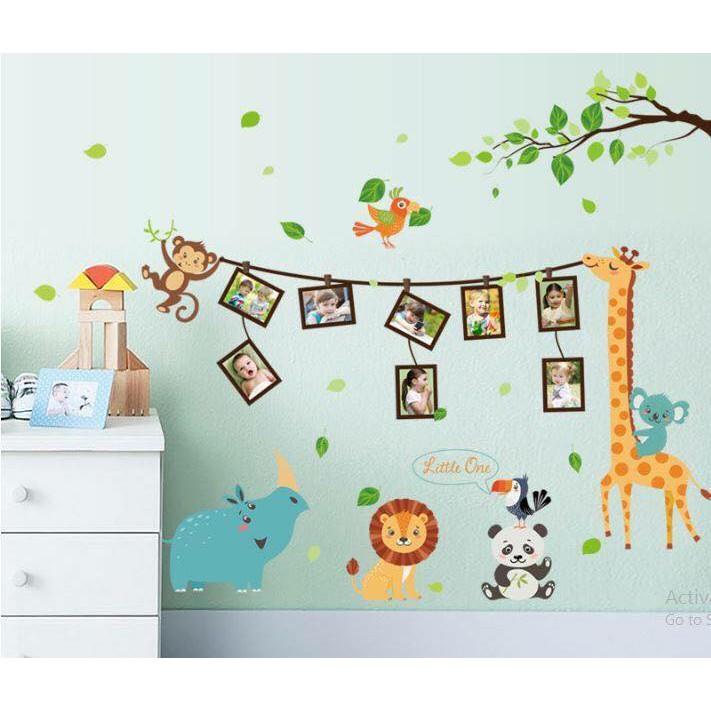 Decal dán tường vườn thú khung ảnh