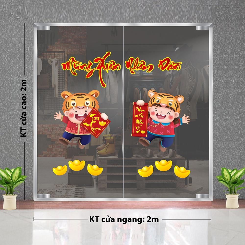 DECAL TRANG TRÍ TẾT NGUYÊN ĐÁN 2022 NHỊ HỔ MỪNG XUÂN NHÂM DẦN