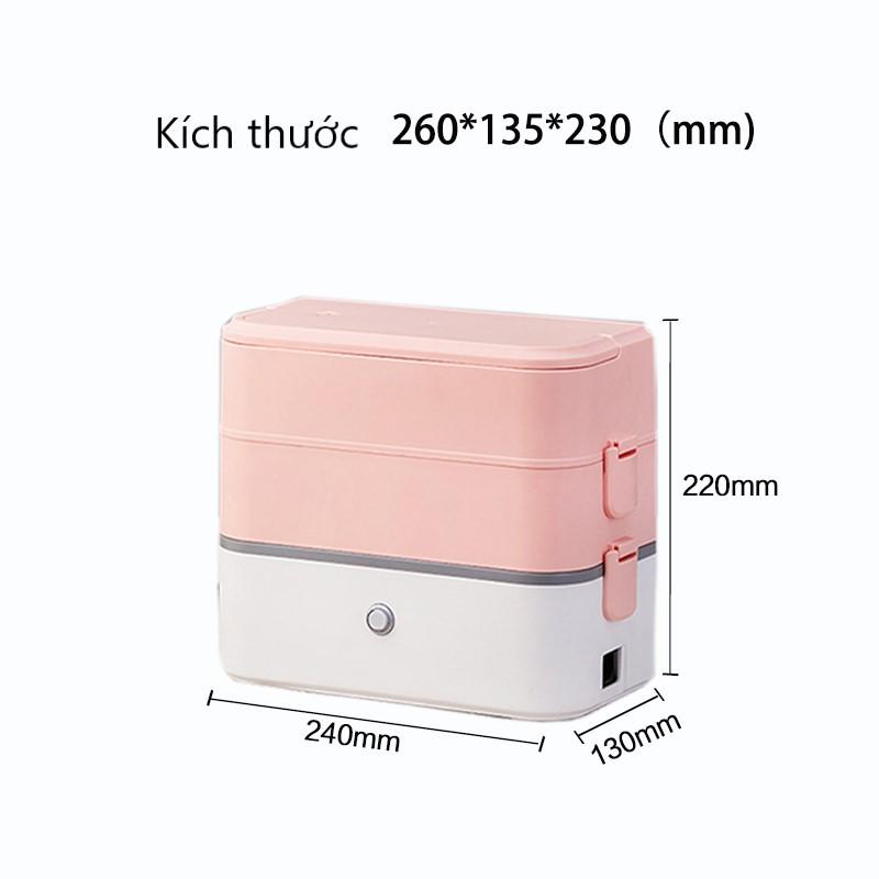 Hộp cơm cắm điện văn phòng Wifer 2 tầng 4 bát inox có chức năng giữ nhiệt, hâm nóng và tự nấu chín thức ăn đa năng