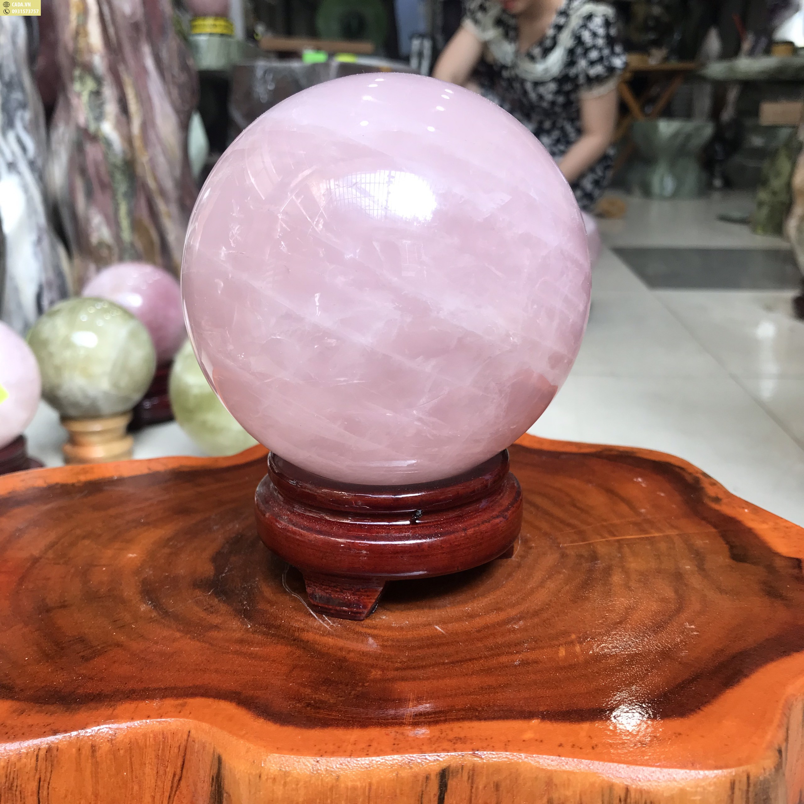 BI THẠCH ANH HỒNG KL1,7KG, ĐK 10,4CM (BH09)