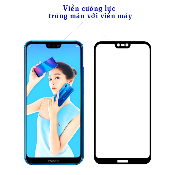 Kính Cường Lực Cho Huawei Nova 3e - Full Màn Hình - Màu Đen - Hàng Chính Hãng