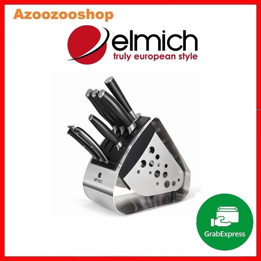 Bộ dao inox cao cấp ELMICH 7 món (4 dao, 1 kéo, 1 thanh mài dao, 1 giá để dao) EL3800 - Hãng Chính Hãng