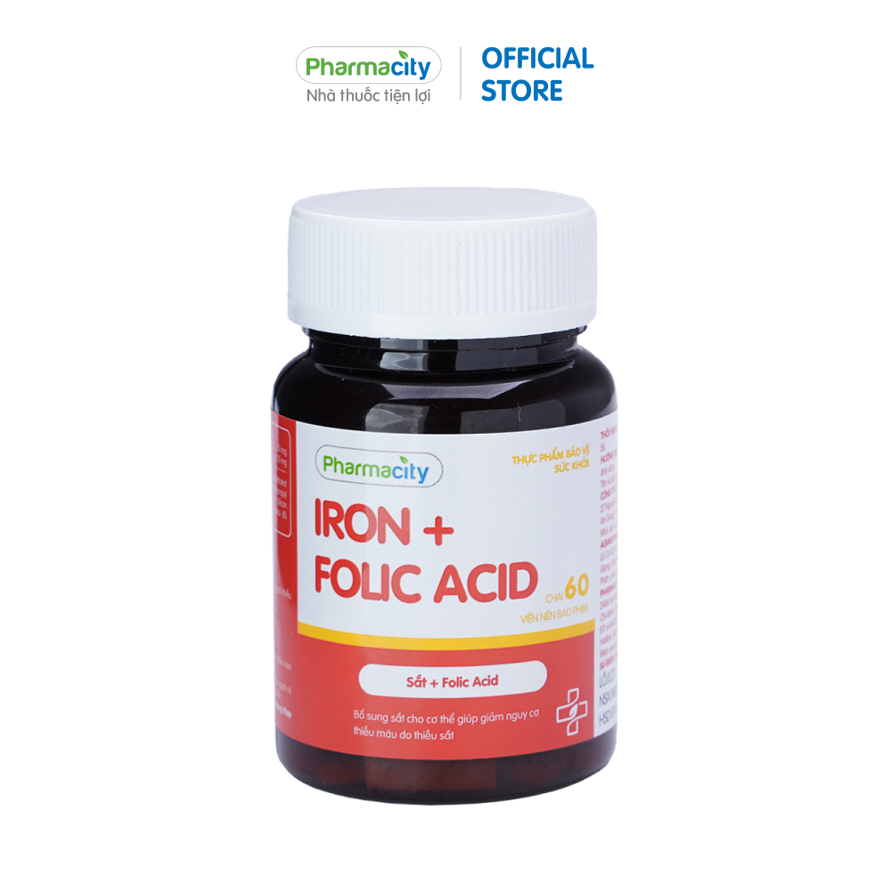 Viên bổ sung sắt và hỗ trợ giảm nguy cơ thiếu máu Pharmacity Iron + Folic Acid