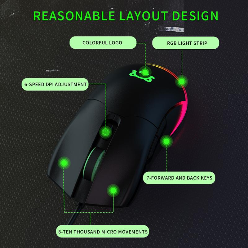 Bàn Phím Ajazz STM120 USB Chuột Chơi Game Có Dây RGB Backlit Công Thái Chuột 6 DPI Có Thể Điều Chỉnh Máy Tính Dành Cho Máy Tính Xách Tay Máy Tính Xách Tay Game