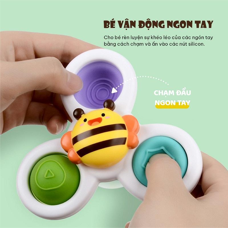 Bộ 3 Con Quay Đồ Chơi Spinner Dán Tường Kiểu Dáng Đáng Yêu Làm Từ Nhựa ABS Và Silicon An Toàn Cho Bé