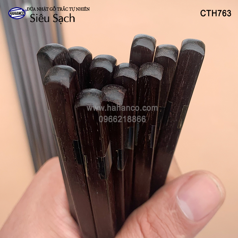 Đũa Nhật gỗ trắc đầu khảm xà cừ ốc biển (10 đôi) đũa xuất Nhật - gỗ tự nhiên siêu sạch - an toàn cho sức khỏe - CTH763 - Chopstick of HAHANCO