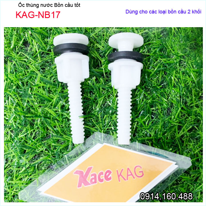 Ốc thùng nước bồn cầu thiên thanh KAG-NB17, ốc két xí bệt 2 khối nhựa trắng 100% loại 1 không gỉ séc